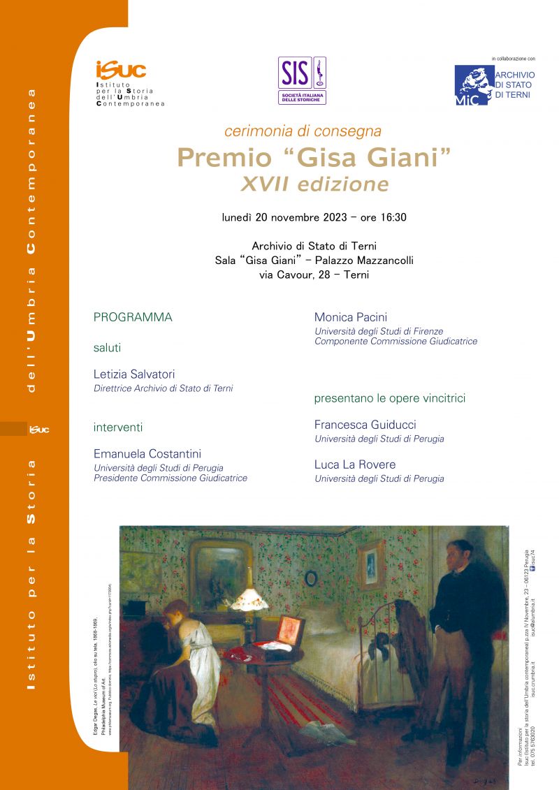 locandina ISUC Premio Gisa Giani 2023 - cerimonia di consegna - 20nov2023 (1)